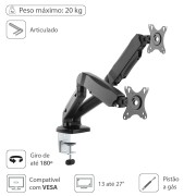 Suporte A Gás Para 2 Monitores 17