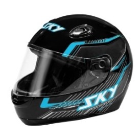 Capacete Sky Gamma Preto Brilho Transf Azul 56