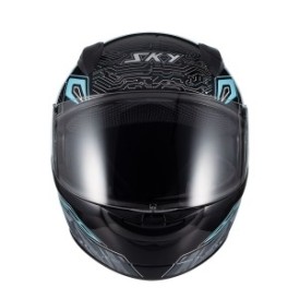 Capacete Sky Two Cyber Snake Preto Fosco Transf Azul 58